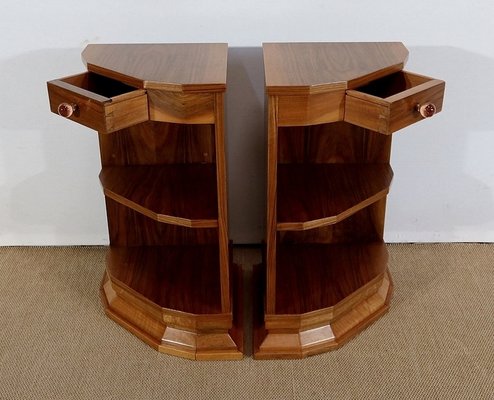 Walnut Veneer Corner Cabinets, 1940, Set of 2-RVK-1286407