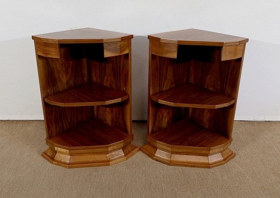 Walnut Veneer Corner Cabinets, 1940, Set of 2-RVK-1286407