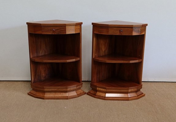 Walnut Veneer Corner Cabinets, 1940, Set of 2-RVK-1286407