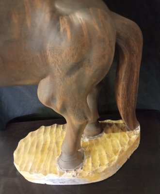 Walnut Wood Soaring Horse Sculpture-TTJ-1001256