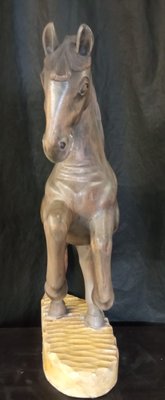 Walnut Wood Soaring Horse Sculpture-TTJ-1001256