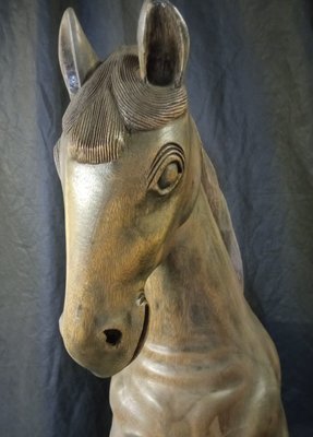 Walnut Wood Soaring Horse Sculpture-TTJ-1001256