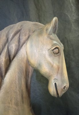 Walnut Wood Soaring Horse Sculpture-TTJ-1001256