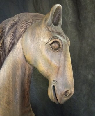 Walnut Wood Soaring Horse Sculpture-TTJ-1001256