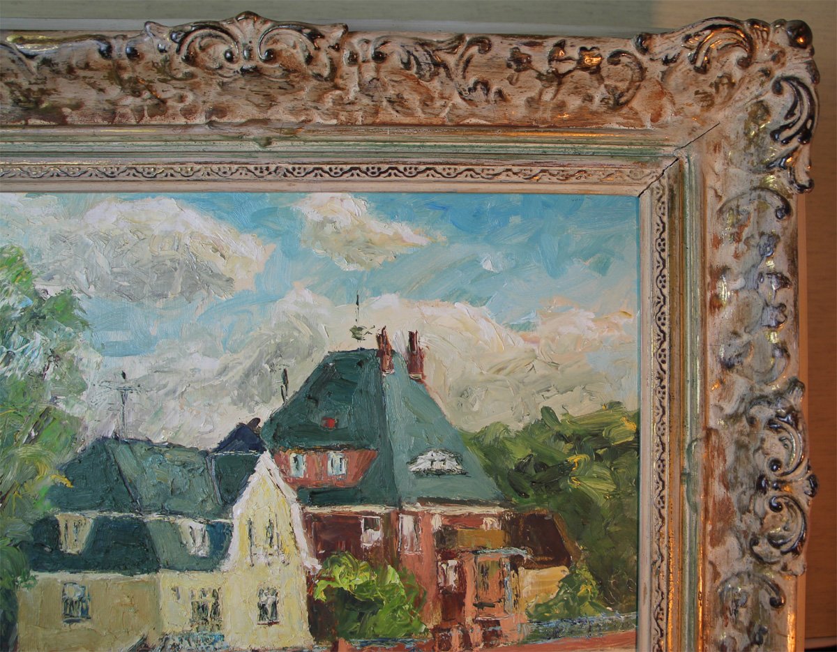 Walter Brüggmann, Post-Impressionist Houses, 2001, Oil on Board, Framed