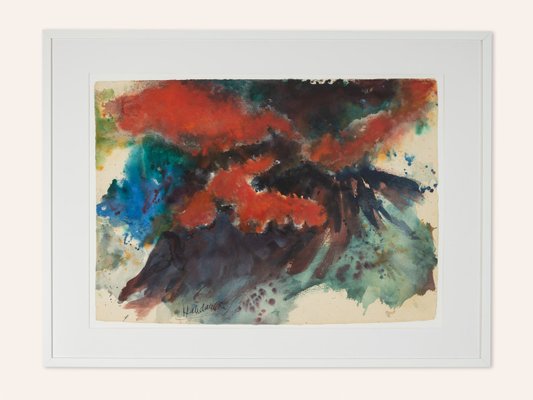 Walter Habdank, Vulkanisch, Watercolor on Paper, Framed-GPP-1146789