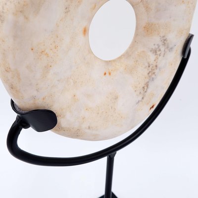 Wamayuwa Boiken Coin in Hand-Carved Shell Mounted on a Black Metal Stand-NYF-2019183