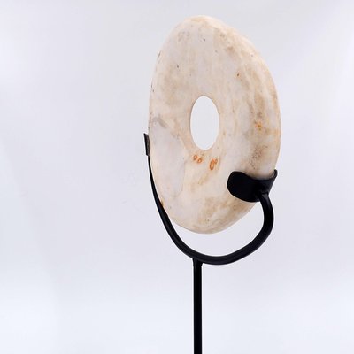 Wamayuwa Boiken Coin in Hand-Carved Shell Mounted on a Black Metal Stand-NYF-2019183