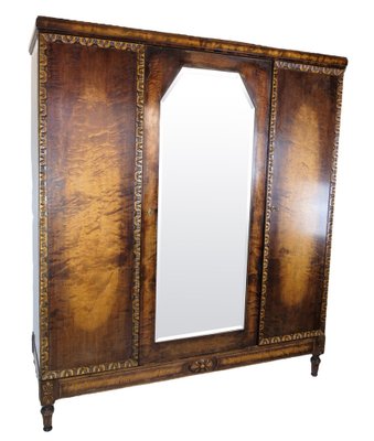 Wardrobe in Birch Wood with Faceted Mirror, 1930-UY-1723448