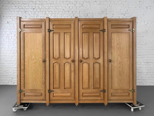 Wardrobe in Oak and Brass by Guillerme Et Chambron for Votre Maison, 1960s-EBV-2028064