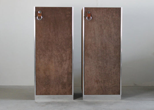 Wardrobes in Brown Suede by I4mariani for Guido Faleschini, Italy, 1960s, Set of 2