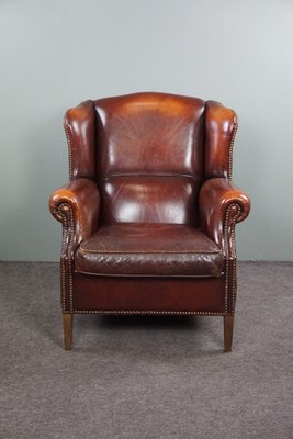 Warm Brown Leather Armchair-HPP-1718843