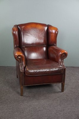 Warm Brown Leather Armchair-HPP-1718843