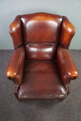 Warm Brown Leather Armchair-HPP-1718843