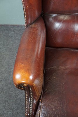 Warm Brown Leather Armchair-HPP-1718843