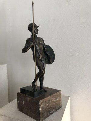 Warrior with Helmet, 1900s, Bronze & Marble-QVR-1093165