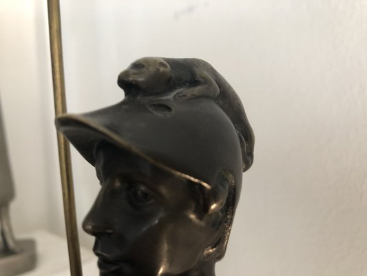 Warrior with Helmet, 1900s, Bronze & Marble-QVR-1093165