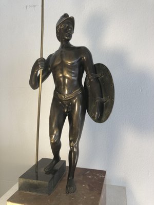 Warrior with Helmet, 1900s, Bronze & Marble-QVR-1093165