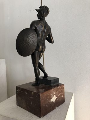 Warrior with Helmet, 1900s, Bronze & Marble-QVR-1093165