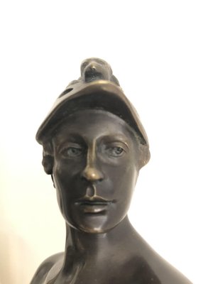 Warrior with Helmet, 1900s, Bronze & Marble-QVR-1093165