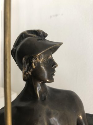 Warrior with Helmet, 1900s, Bronze & Marble-QVR-1093165