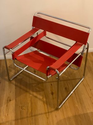 Wassily Armchair in Red Canvas by Marcel Breuer for Knoll International-JAG-1338337