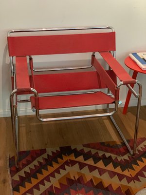 Wassily Armchair in Red Canvas by Marcel Breuer for Knoll International-JAG-1338337