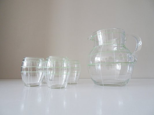 Water Jug ​​with Glasses, 1950s, Set of 5-BLG-1754505