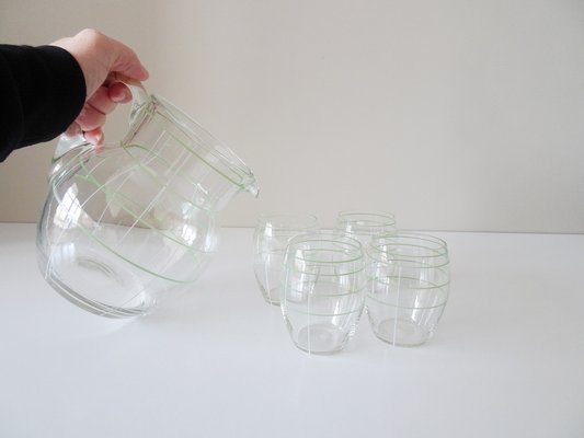 Water Jug ​​with Glasses, 1950s, Set of 5-BLG-1754505