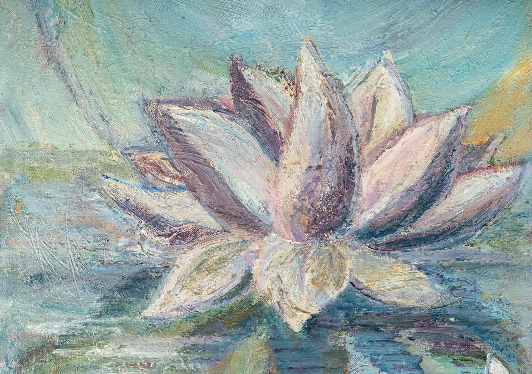 Water Lilies on the Water, 20th Century, Oil on Canvas