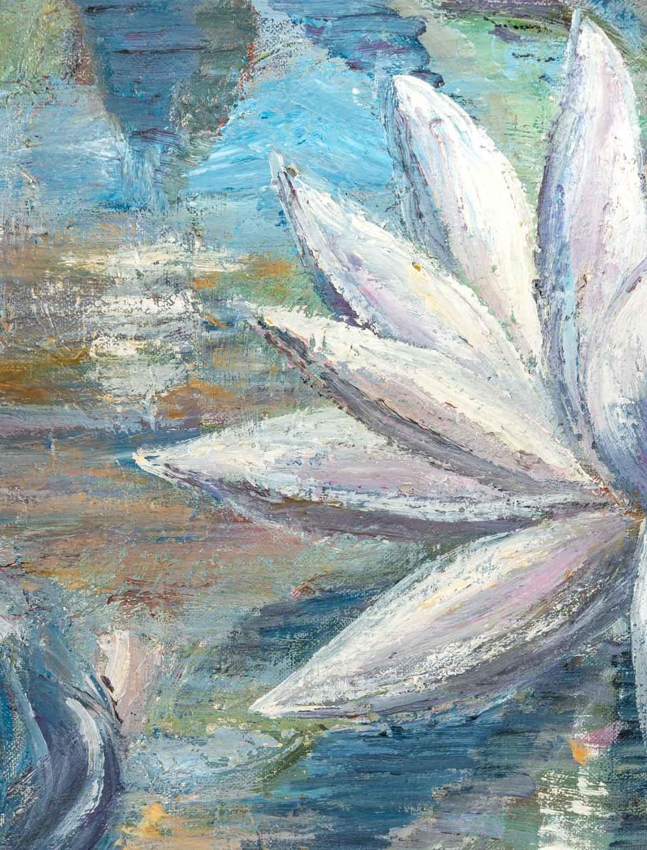 Water Lilies on the Water, 20th Century, Oil on Canvas