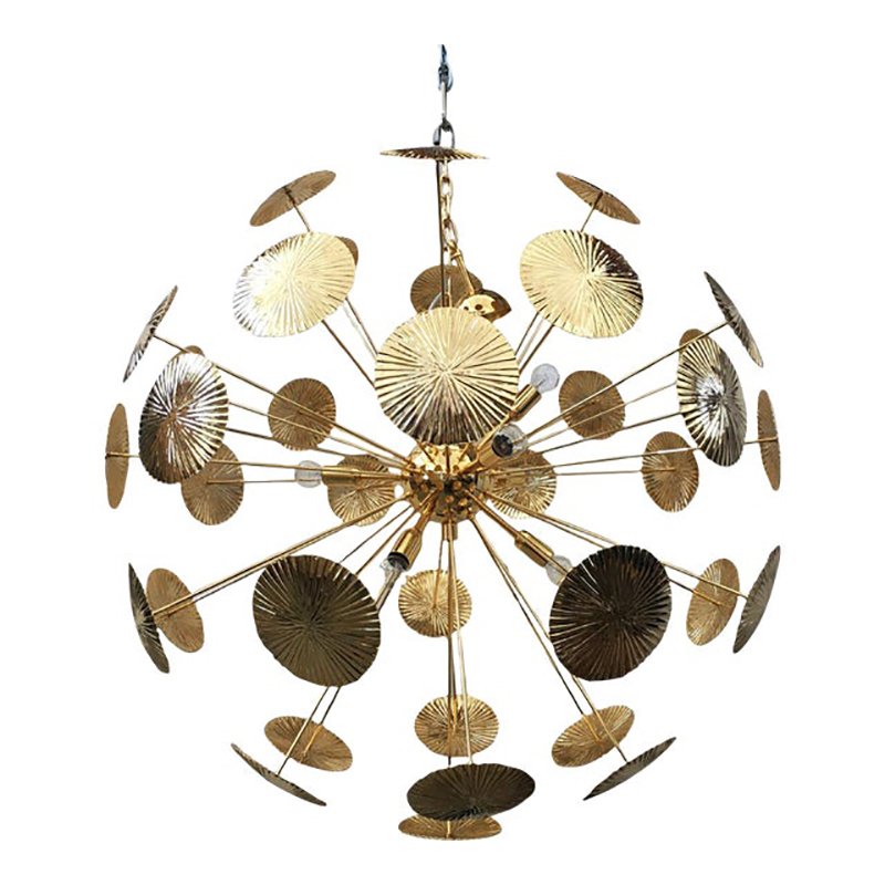 Water-Lily Brass Sputnik Sphere Chandelier by Simoeng