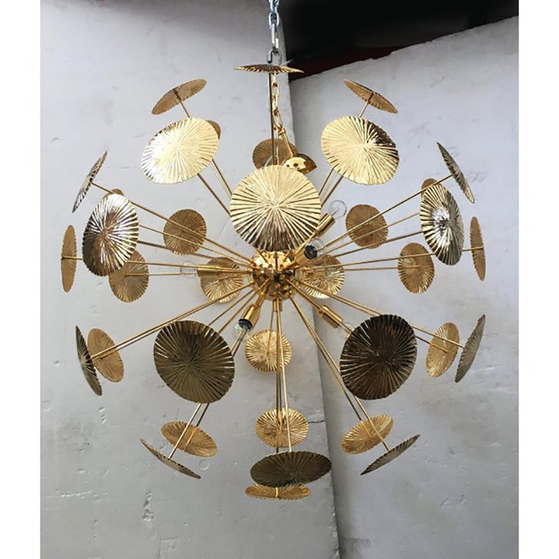 Water-Lily Brass Sputnik Sphere Chandelier by Simoeng