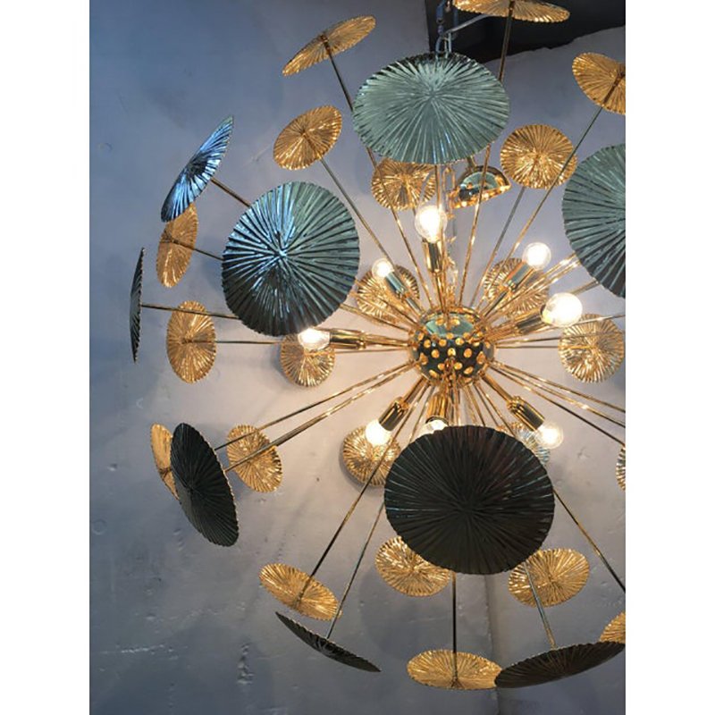 Water-Lily Brass Sputnik Sphere Chandelier by Simoeng