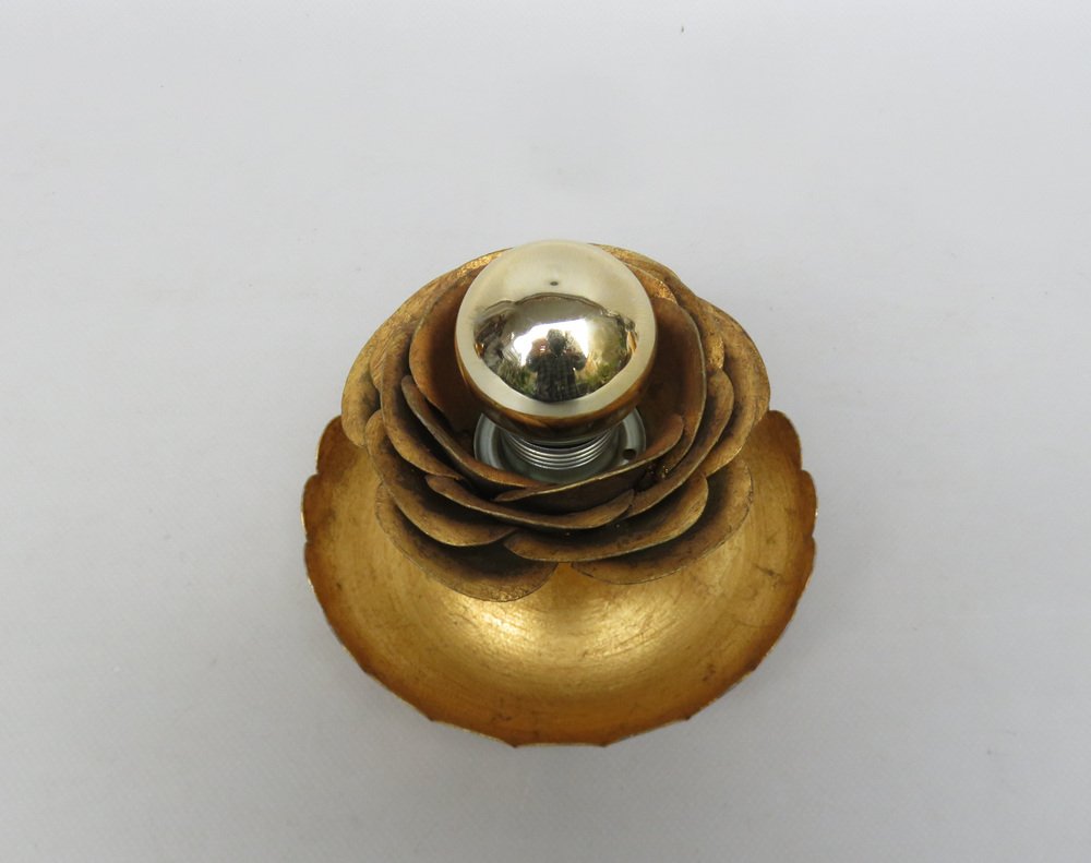 Water Lily Wall Lights in Gold Leaf and Metal by Banci Firenze, 1970s, Set of 5