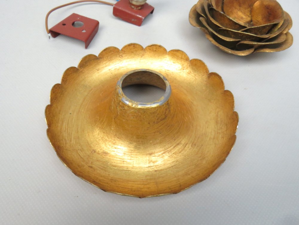 Water Lily Wall Lights in Gold Leaf and Metal by Banci Firenze, 1970s, Set of 5