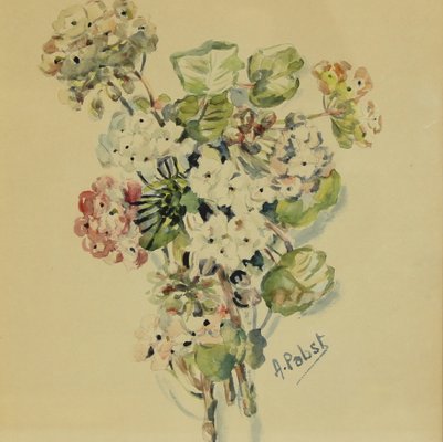 Watercolors by A. Pobst, 1950s, Set of 2-NE-703384