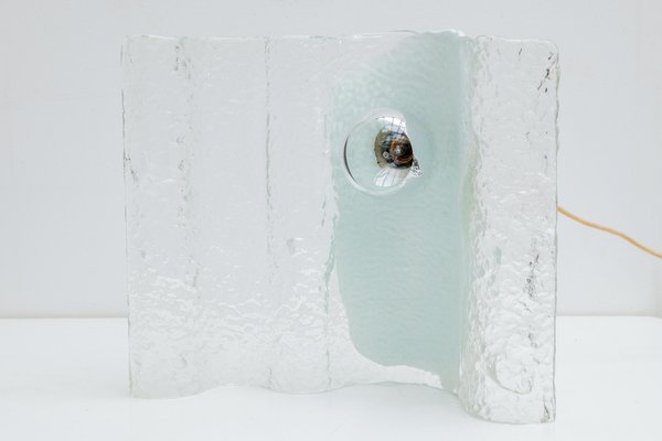 Wave Ice Glass Table Lamp from Kalmar, 1970s-KL-952940