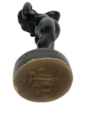 Wax Seal Stamp of a Girl in Bronze by Otto Valdemar Strandman-UCH-1313757