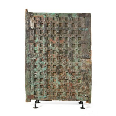 Weathered Wooden Door with Iron Casing-NQ-840949