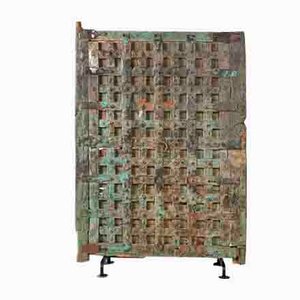 Weathered Wooden Door with Iron Casing-NQ-840949