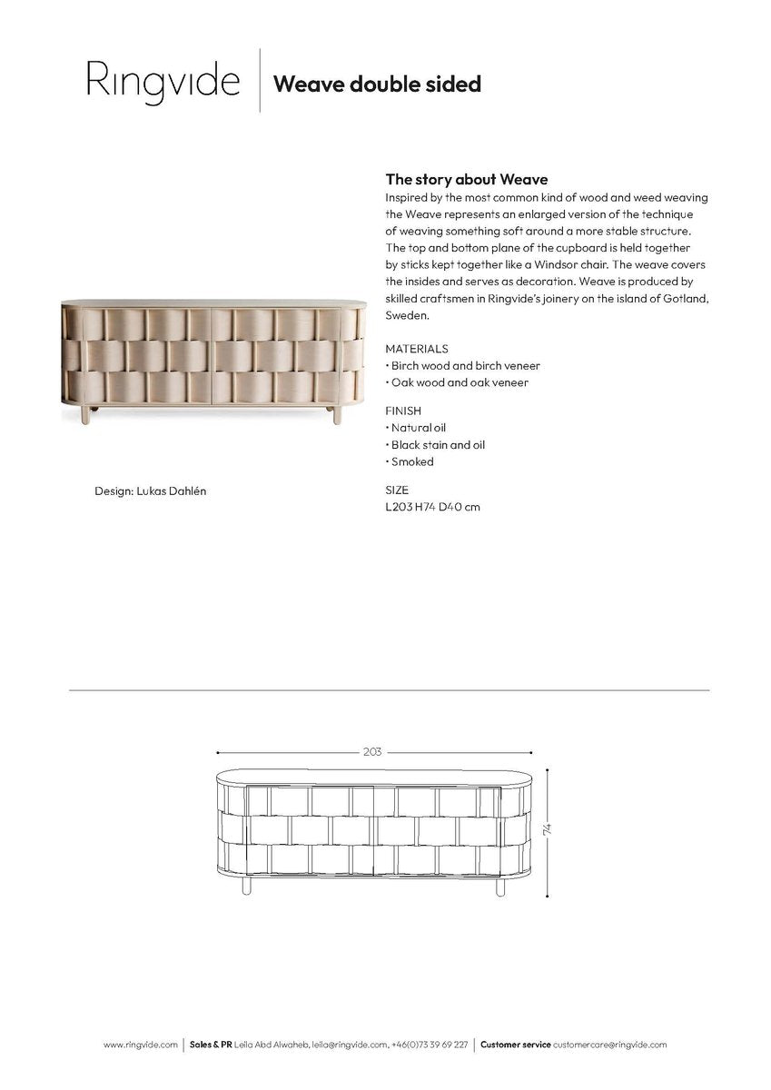 Weave Double Sided Credenza in Birch Wood by Dahlén Lukas