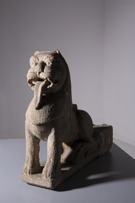 Wei Dynasty Chinese Lion Sculpture in Stone, 1800s-RCE-1760903