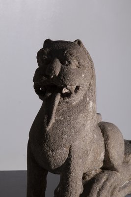 Wei Dynasty Chinese Lion Sculpture in Stone, 1800s-RCE-1760903