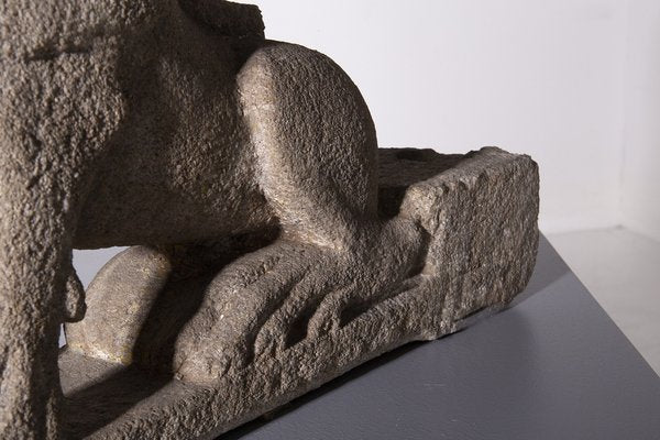 Wei Dynasty Chinese Lion Sculpture in Stone, 1800s-RCE-1760903