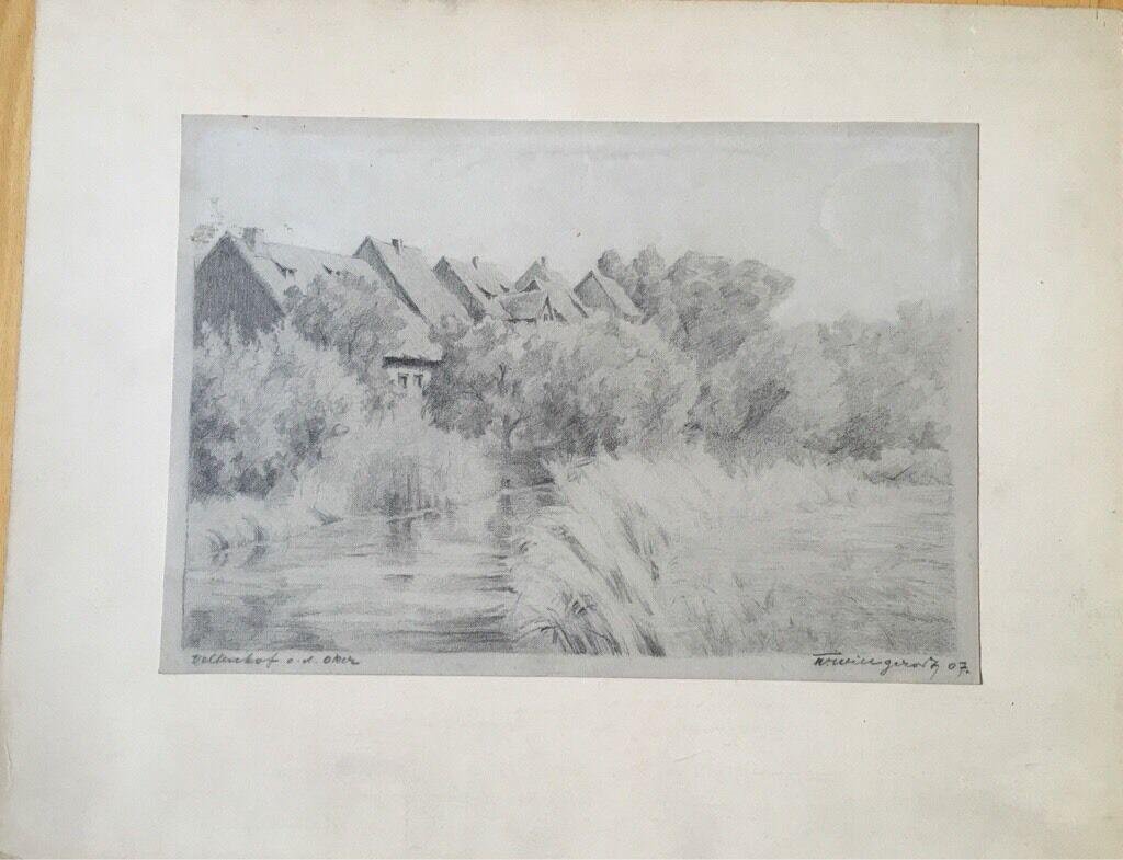 Werner Willgerodt, 1907, Veltenhof at the Oker; Landscape, Pencil