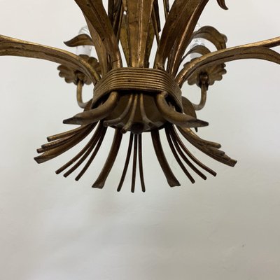 Wheat Sheaf Leaf Gold Gilt Chandelier, 1960s-BGP-733862