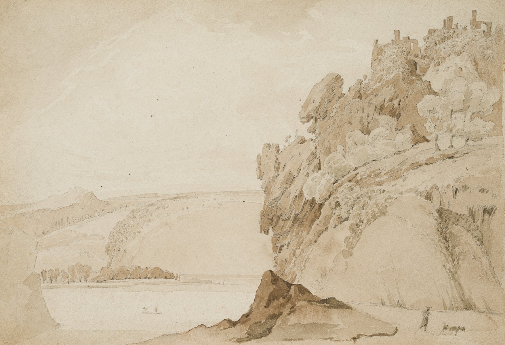 Whimsical Rocky Landscape on the Shore, 1830, Paper