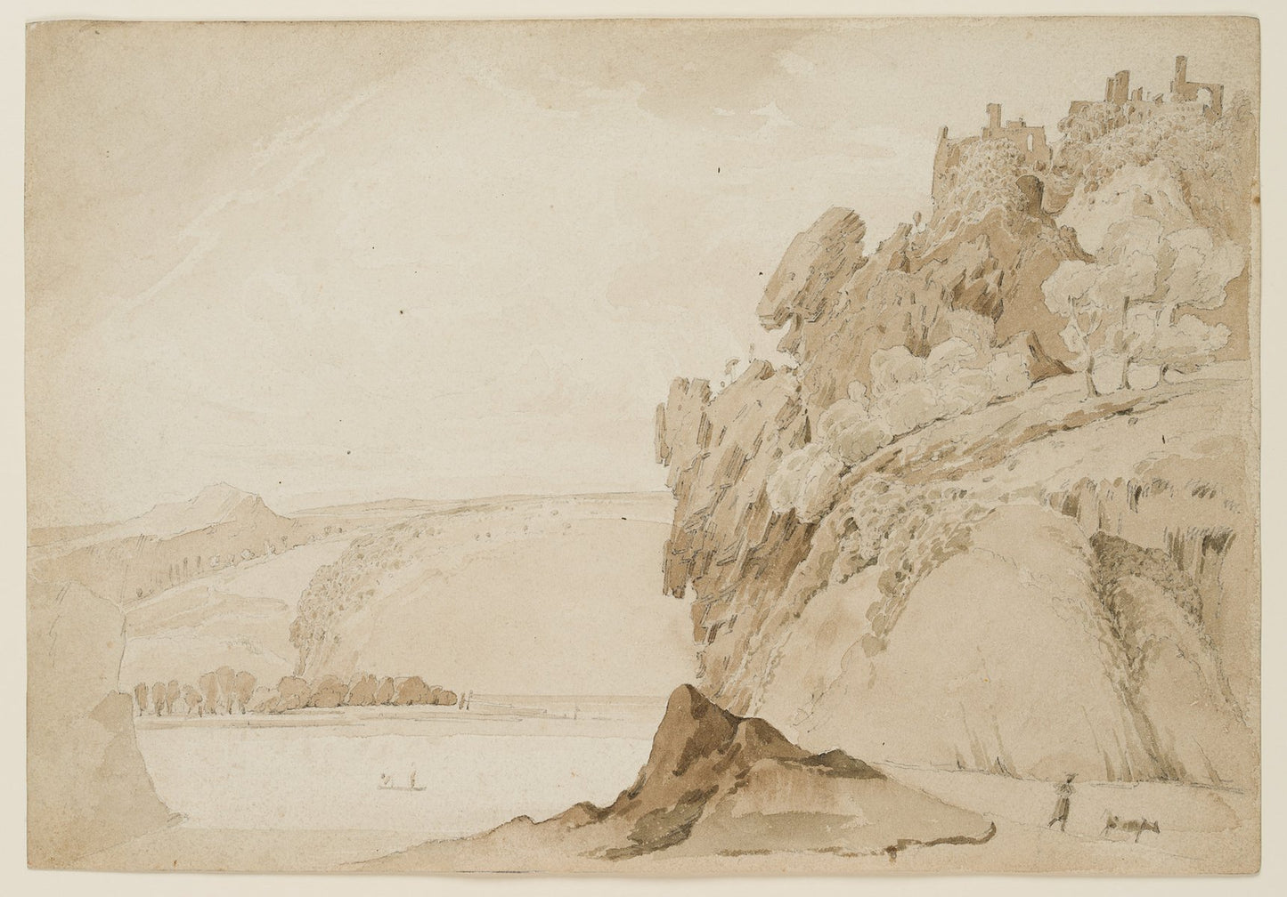 Whimsical Rocky Landscape on the Shore, 1830, Paper