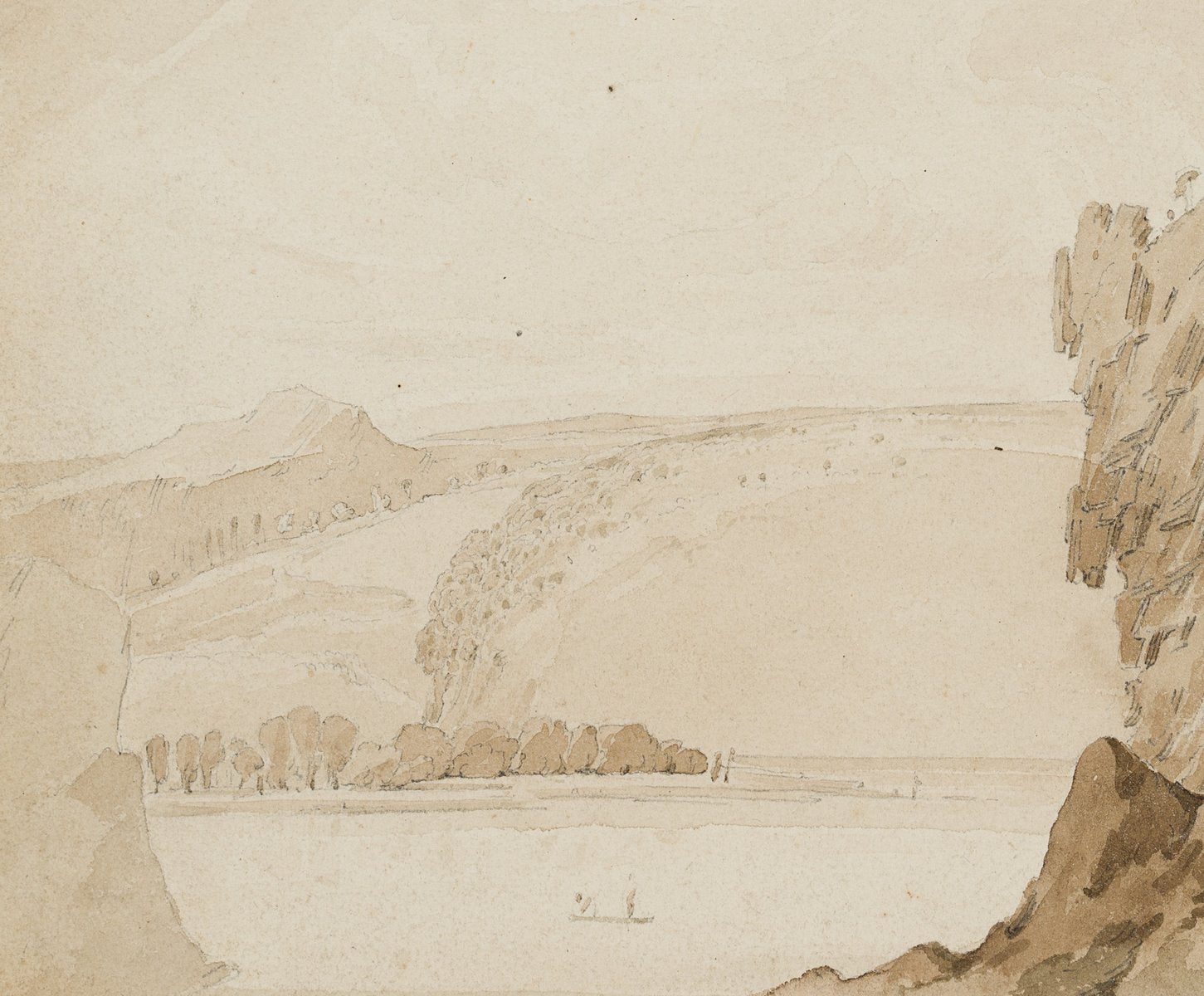 Whimsical Rocky Landscape on the Shore, 1830, Paper